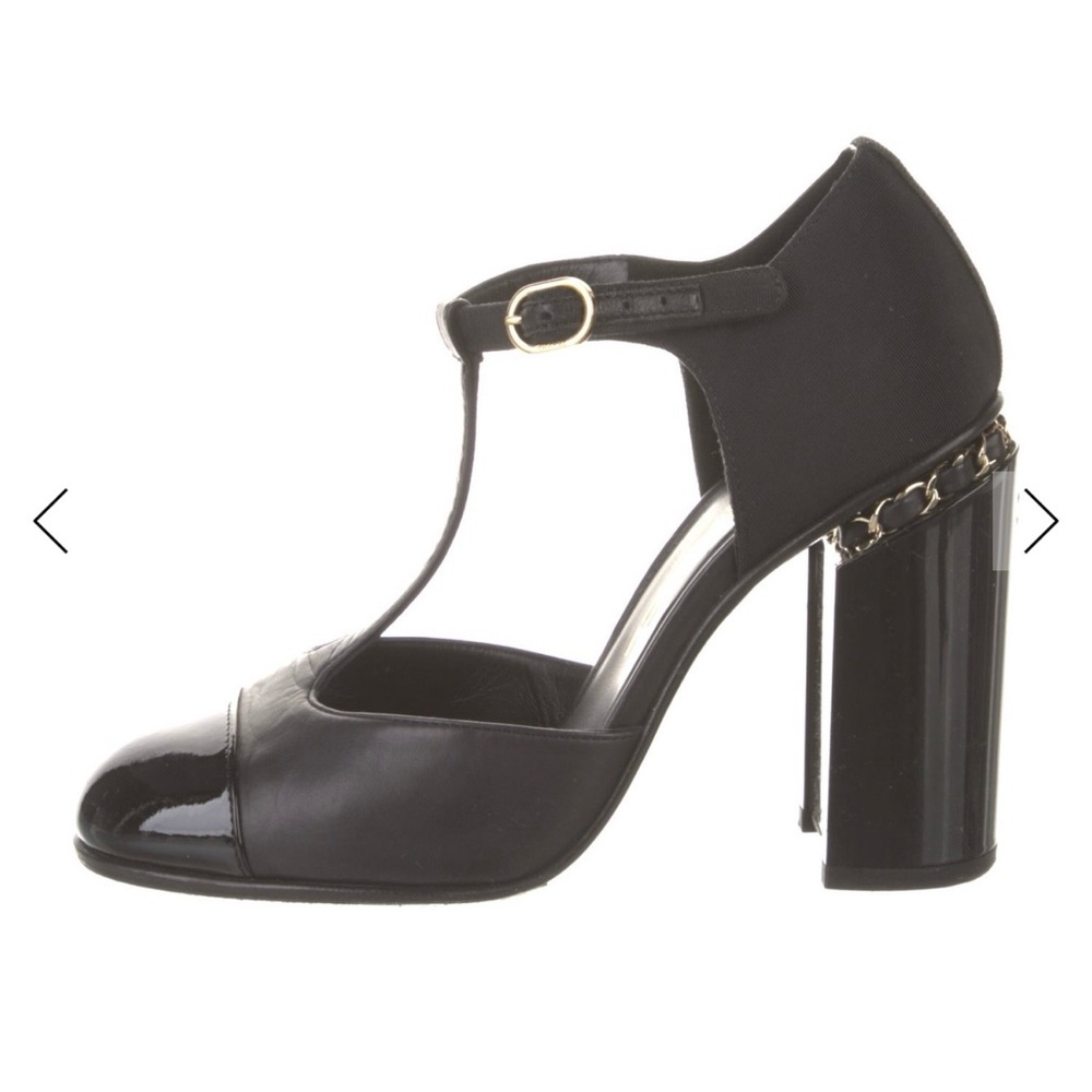 Chanel Elegant Black Women's T-Strap Heels
